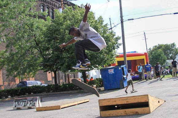 Ja’Ovvoni Garrison hosted a skate park pop up event in 2013 at University Settlement for their back to school fair on Broadway