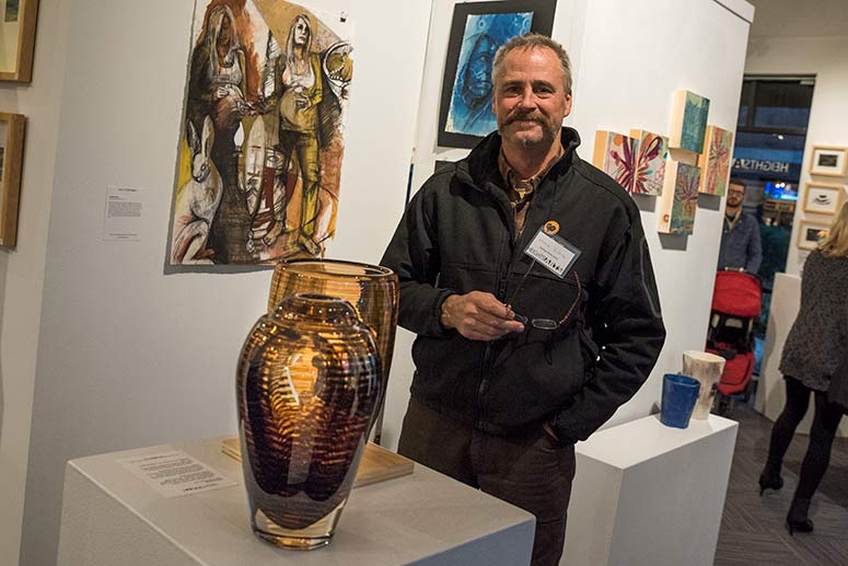 Hand blown glass vessels by artist Mark Sudduth at Heights Arts