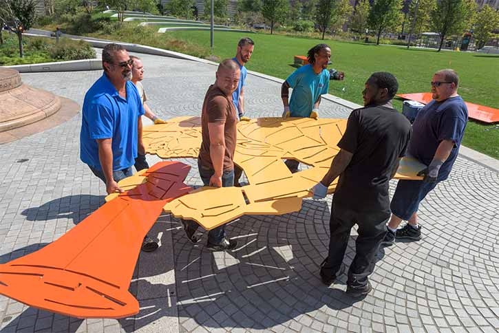 Installing Public Square Protest - LAND studio’s Landform public art series