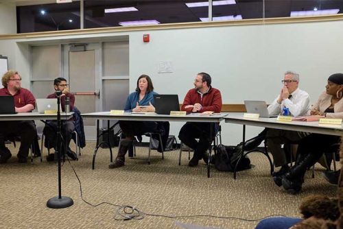 Dozens of local governmental bodies meet year round. Documenters.org plans to post their schedules and minutes in one convenient location online. Here, the Cleveland Heights-University Heights Public Library System meets in 2018.