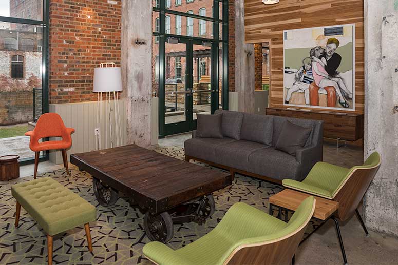 One of the common areas at Worthington Yards