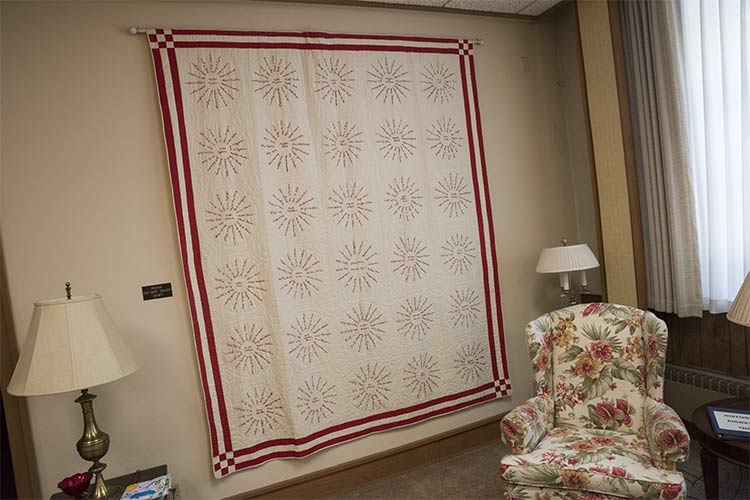 Historical signature quilt at the Historical Society of Old Brooklyn