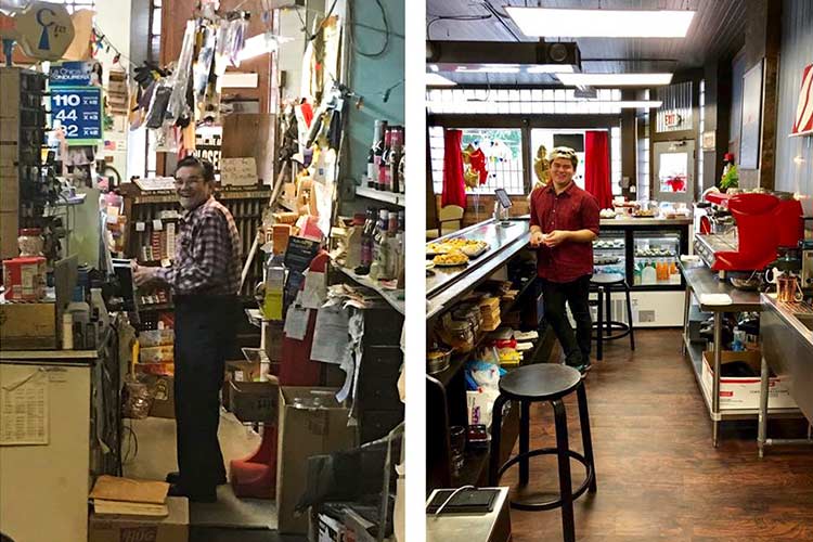 Original owner Cesi Castro attending his counter and now: Las Tienditas Del Mercado then and now with Lalo Rodriguez