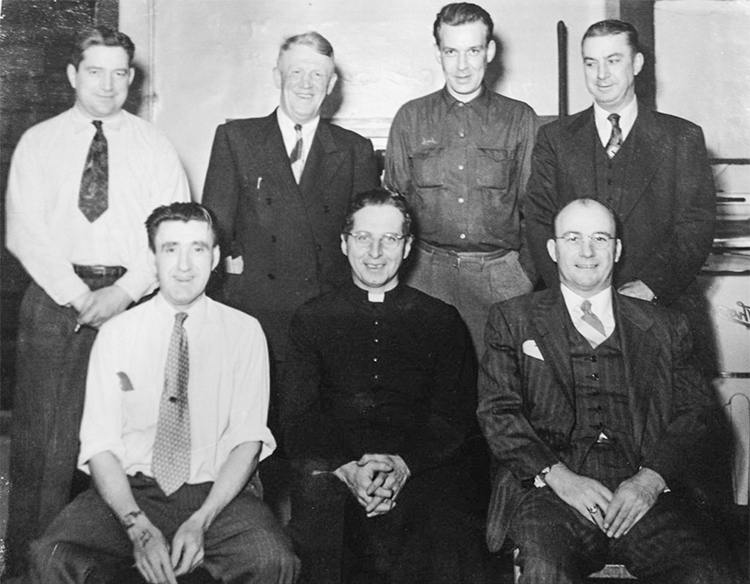 Stella Maris founders 1948 - Top: Tom Deere, John Januska, Leo Joyce, Pat Chambers, Bottom: Frank Mulcahy, Father Otis Winchester, Jim Gallagher