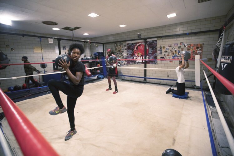 Kayla Huff (left), 13, is at the Team USA Olympic trials in Louisiana.
