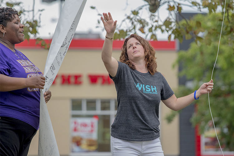 Taneika Hill  and Pamela Turos at the WISH Cleveland sponsored Euclid March for Peace, Oct. 2017