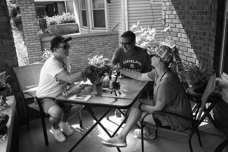 Porch life at the Vanatter/Barr home with their friend Helen in Glenville