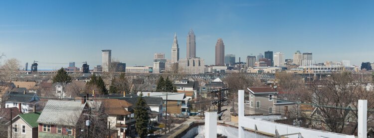 View from the roof of the Fifth Third Bank Building on Professor Street in Tremont in 2014.