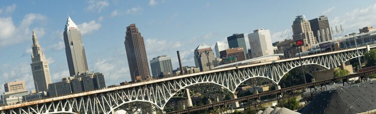 View of the old I-90 Innerbelt Bridge from 2010.