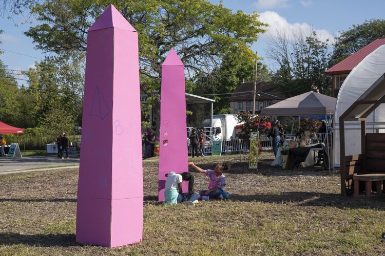 Children contribute to an art project at Fresh Fest 2019