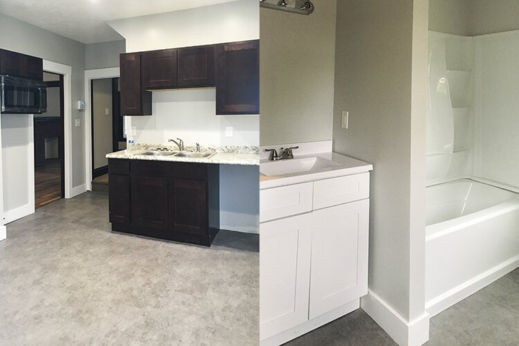 The new kitchen and full bathroom sparkle at 6902 Indiana Ave.