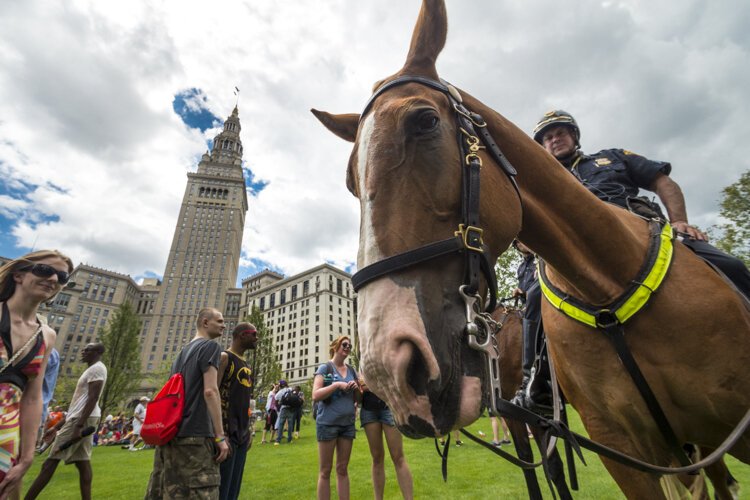 Great people watching, and other creatures as well, in Cleveland Public Square