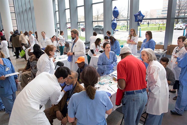 Preventive health screenings and education are offered at the Cleveland Clinic Minority Men’s Health Fair in 2019, which served more than 1,500 participants. The 2020 event was postponed due to COVID-19.