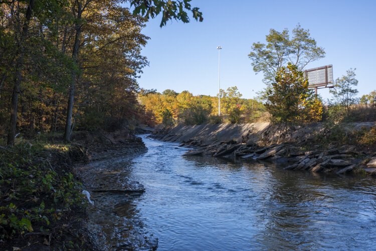 The channelized Big Creek looking west.