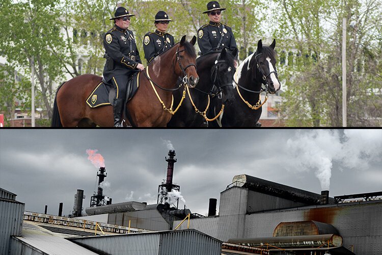 Top: May 2012 – Cleveland Mounted Police at Rivergate Park -- Bottom: August 2012 – Cleveland steel mill