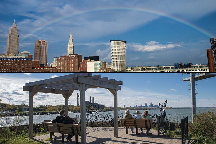Top: August 2015 – Rainbow over Cleveland -- Bottom: October 2015 – Cleveland Lakefront Nature Preserve