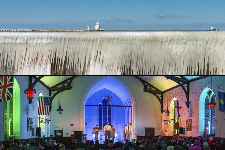 Top: March 2017 – Frozen light house on Lake Erie -- Bottom: March 2017 – Station Hope