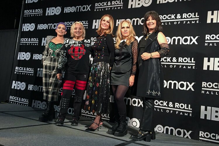 The Go-Go's backstage in the press room