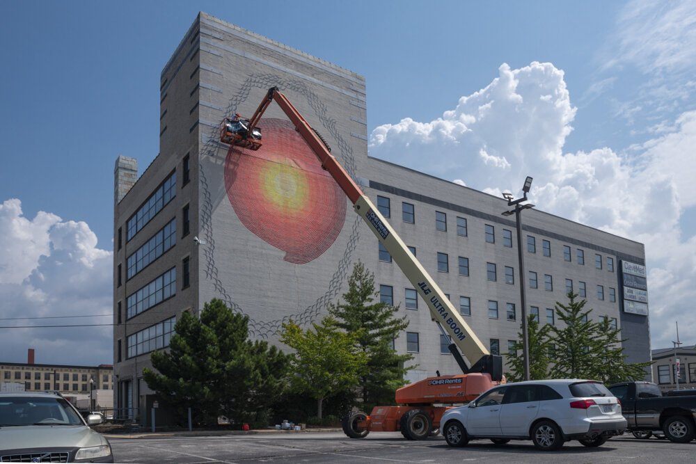 Mural by artist Andrew Schoultz from Los Angeles, CA at 4415 Euclid Avenue. 2021