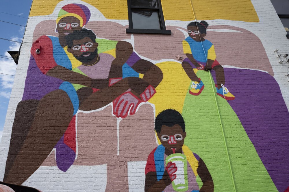 Mural detail by Cleveland artist Antwoine Washington at 3608 Euclid Avenue.