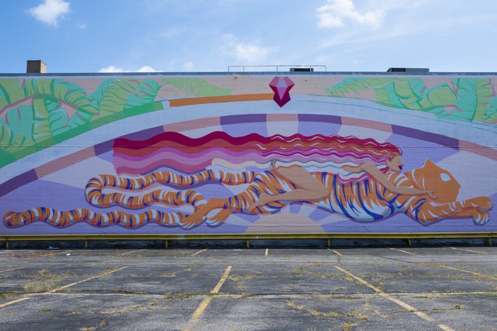 Mural detail by artist Kate Lewis from Chicago at 3634 Euclid Avenue.