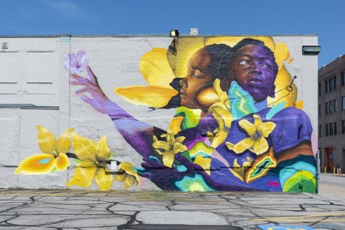 Mural by artist Max Sansing from Chicago at 4500 Euclid Avenue