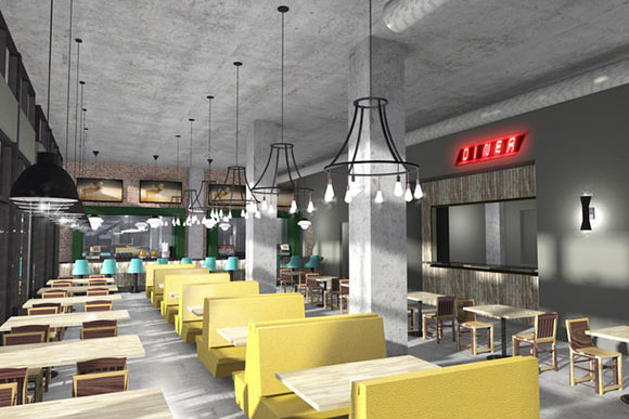 Interior rendering of Punch Bowl Social