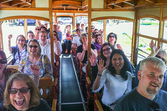 Happy guests on the trolley