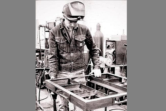 Kevin Busta working in his studio