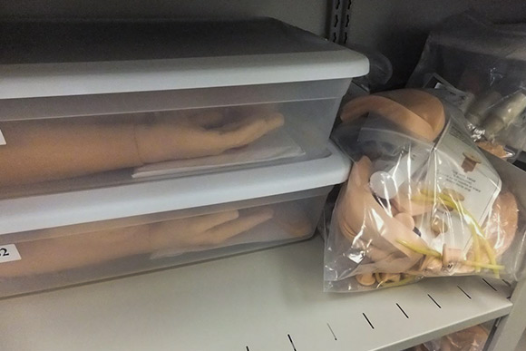 Mannequin parts storage at the center