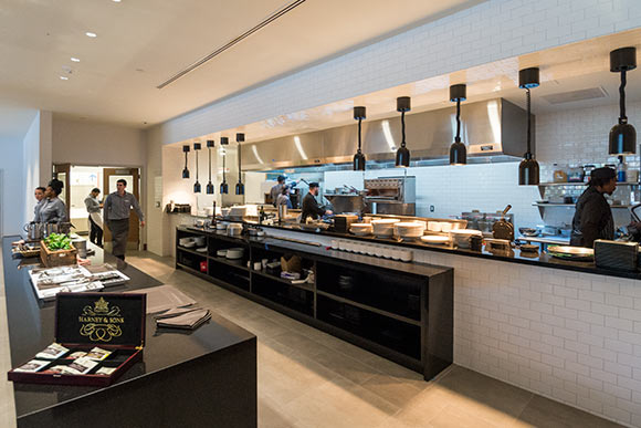 The Burnham has an open kitchen so diners can watch the chefs in action