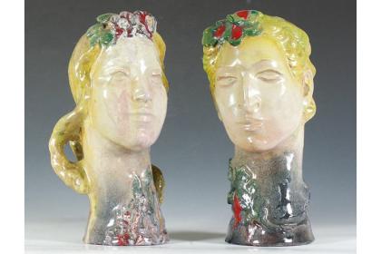 Walter Sinz (American, Cleveland School 1881-1966) ceramic Heads