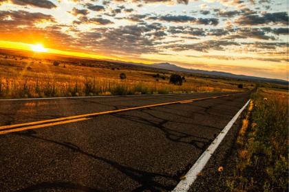 A quiet peacefulness of a sunrise on old Route 66.