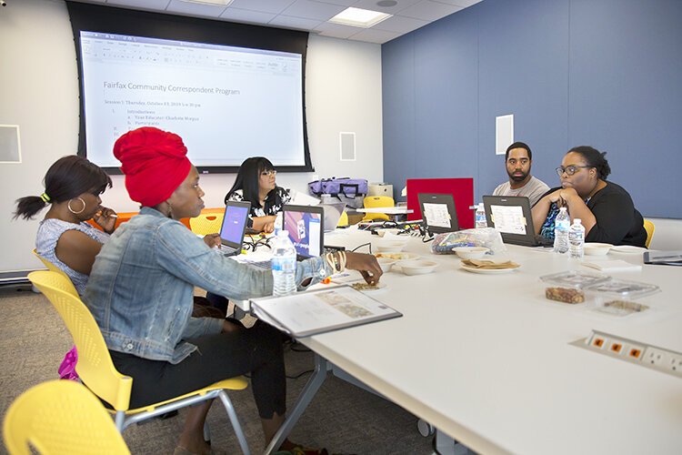 The budding journalists receive training at PNC Fairfax Connection.
