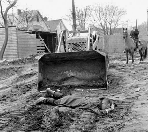 During a demonstration against the tactic of building segregated new schools to avoid integrating existing ones, protester Rev. Bruce Klunder was run over by a bulldozer and killed in 1964.