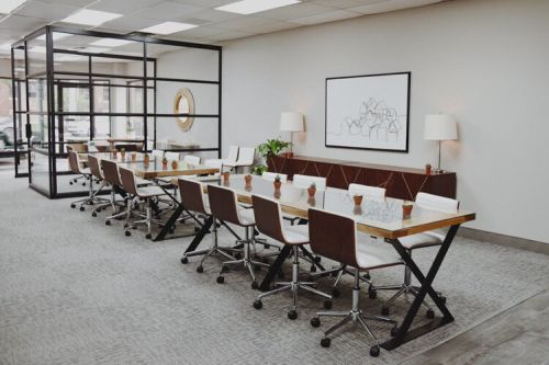 Berkshire Hathaway’s Gordon Square offices, designed by Borrow Curated Furniture + Design.