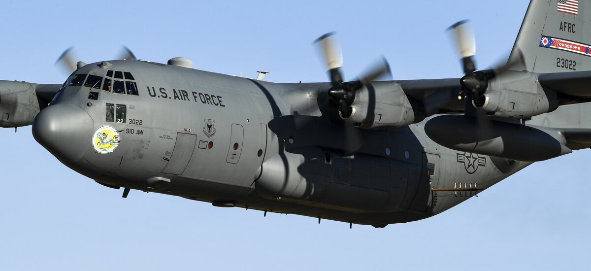 A C-130 Hercules assigned to the Air Force Reserve 757th Airlift Squadron.