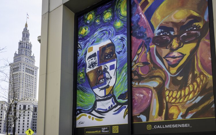 1350 W. 3rd Street with murals by Stina Aleah & Rashaun Dillard