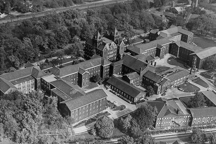 An aerial view of the Cleveland State Hospital complex, ca. 1951.