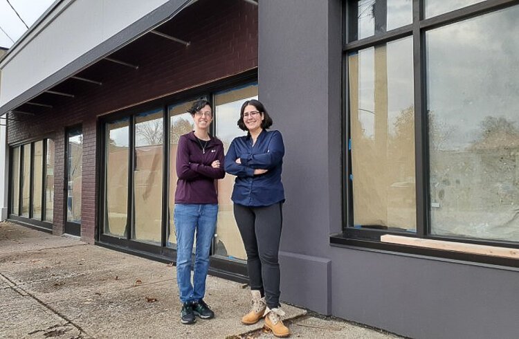 Kristen (left) and Lisa Pepera, co-founders of Colors+ Youth Center, in front of their new Fairview Park location.