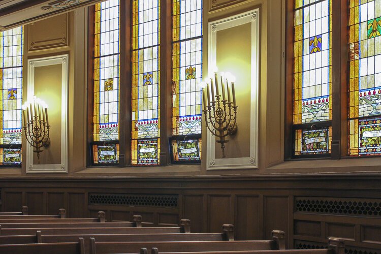 Inside the Cory United Methodist Church sanctuary.