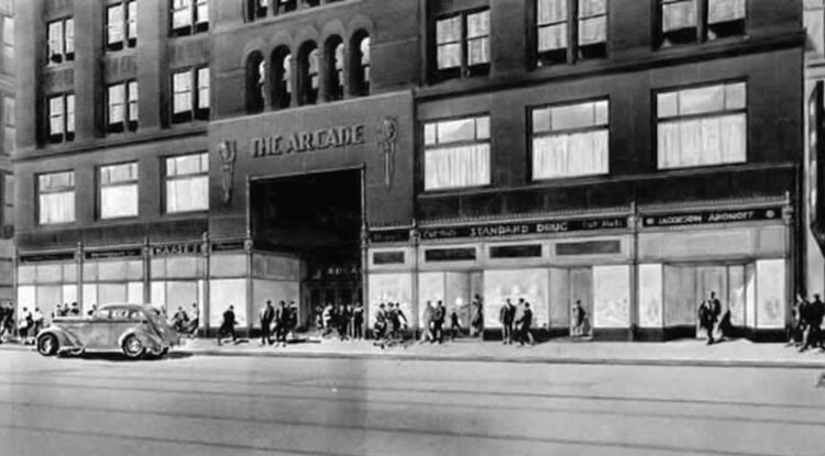 The Arcade Euclid Ave face redesign in 1933