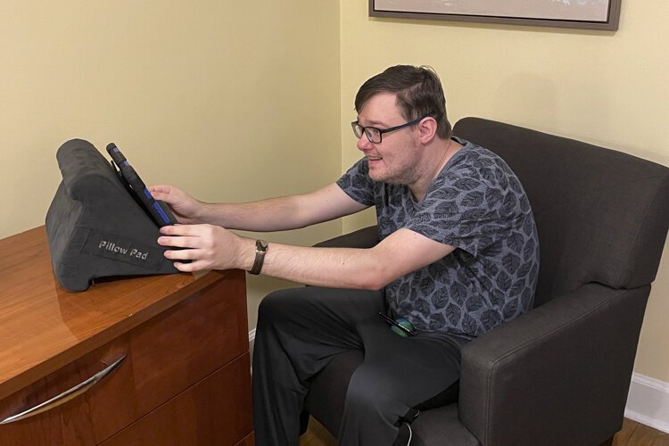 Ben enjoys chats with staff.