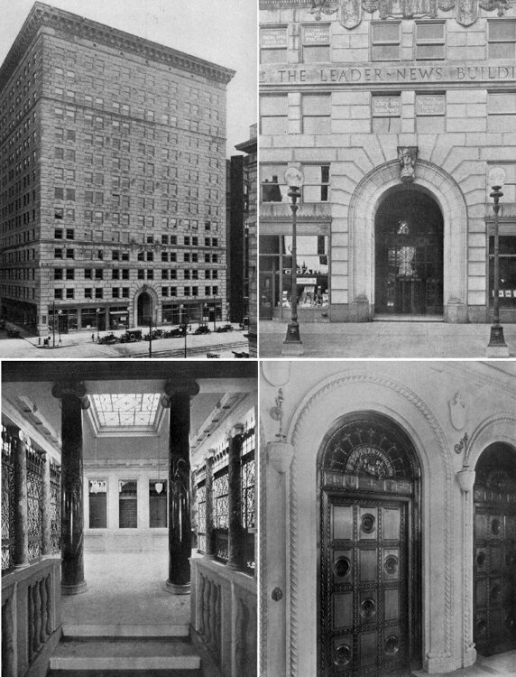 Early exterior and interior photos of the Leader Building.