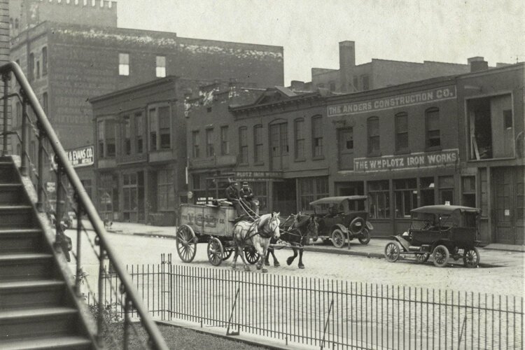 Champlain Street opposite old police station about 1910.