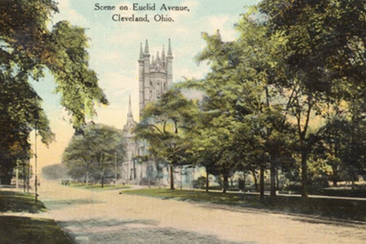 St. Paul’s Episcopal Church, ca. 1915: Into the early twentieth century, St. Paul's stood amid the leafy verdure of Cleveland's "Millionaires' Row."