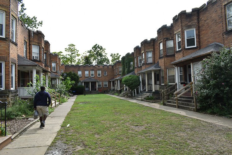 An apartment complex located on Cleveland’s near west side, photographed in September 2020.