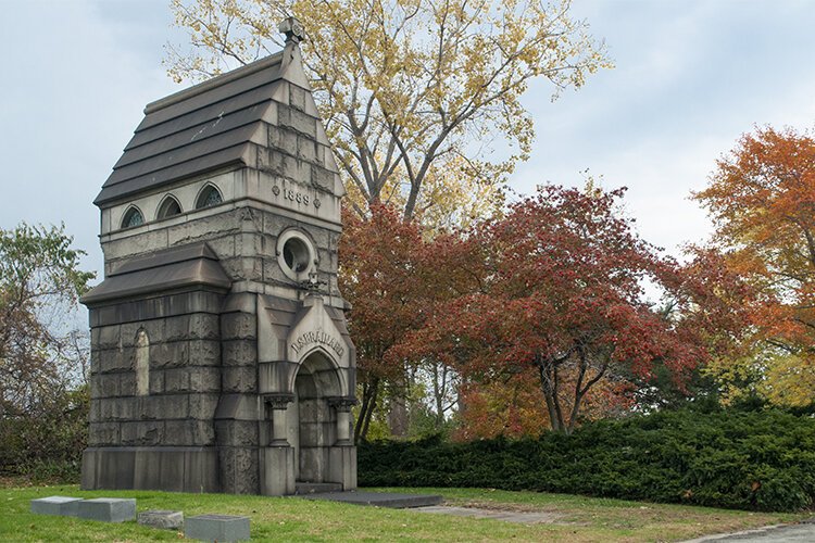 Mausoleum of David S. Brainard, who owned a 180-acre farm on Scranton Road as of 1874, was Titus N. Brainard's uncle.