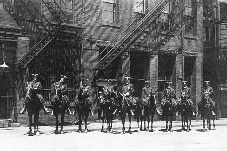 Captain Timothy Costello is “front and center” in this early Mounted Unit photo, circa 1918.