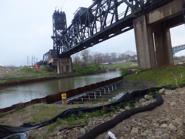 Fish sanctuary adjacent to George Voinovich Bridge construction